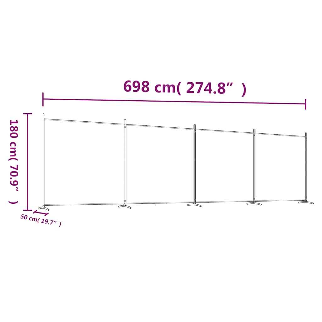 Divisorio a 4 Pannelli Marrone 698x180 cm in Tessuto | homemem39