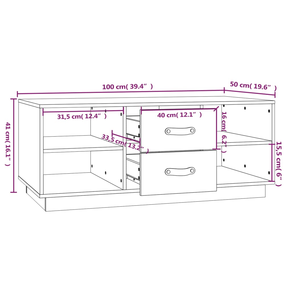 Tavolino da Salotto ambra 100x50x41cm in Legno Massello di Pino | homemem39