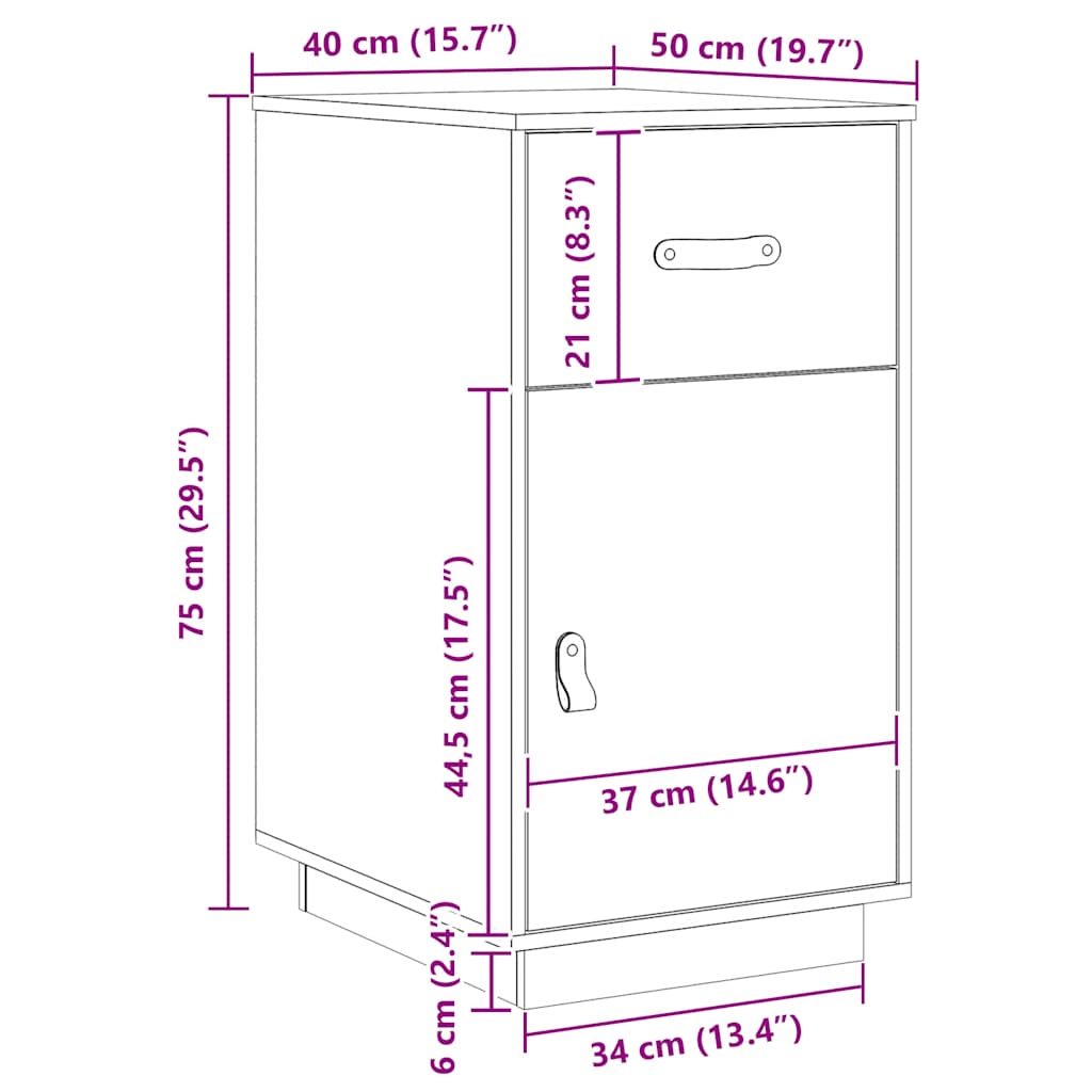 Armadietto da Scrivania Ambra 40x50x75cm in Legno Massello Pino