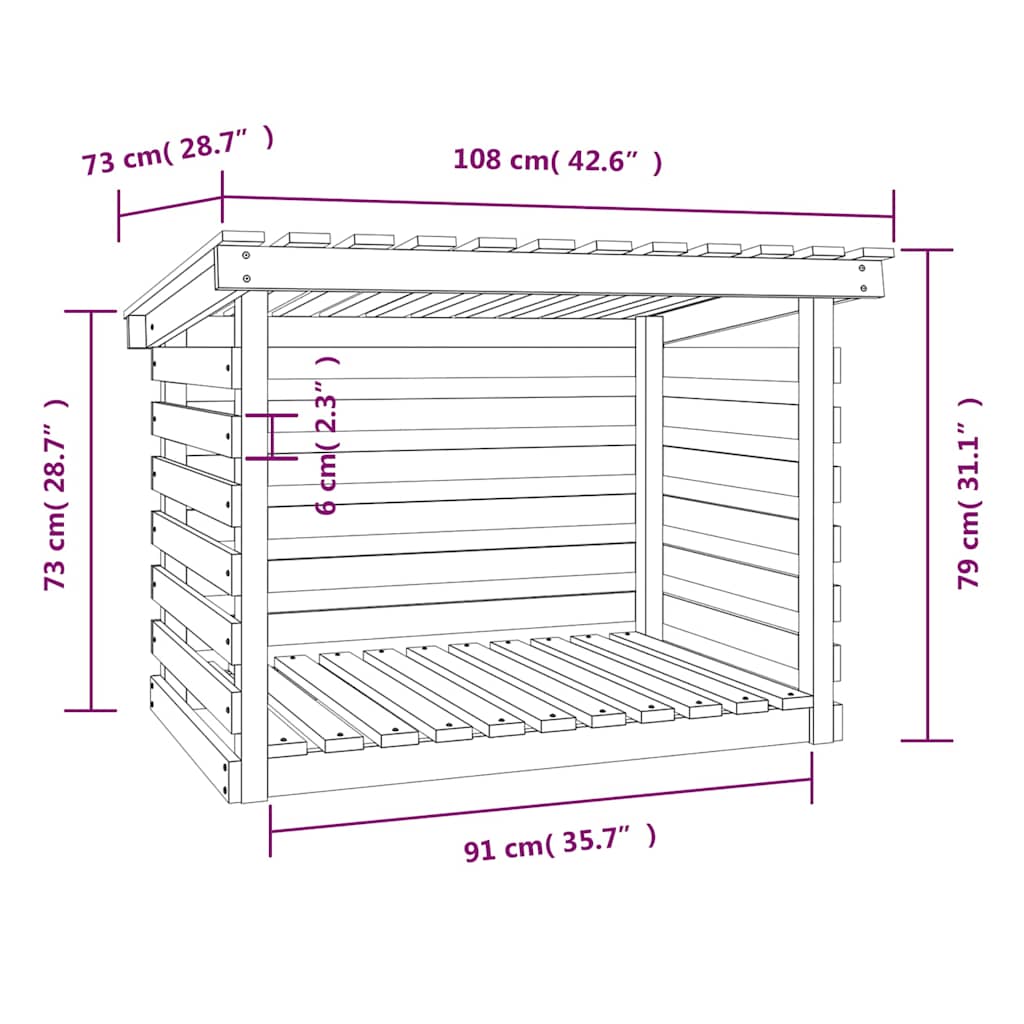 Portalegna Bianco 108x73x79 cm in Legno Massello di Pino