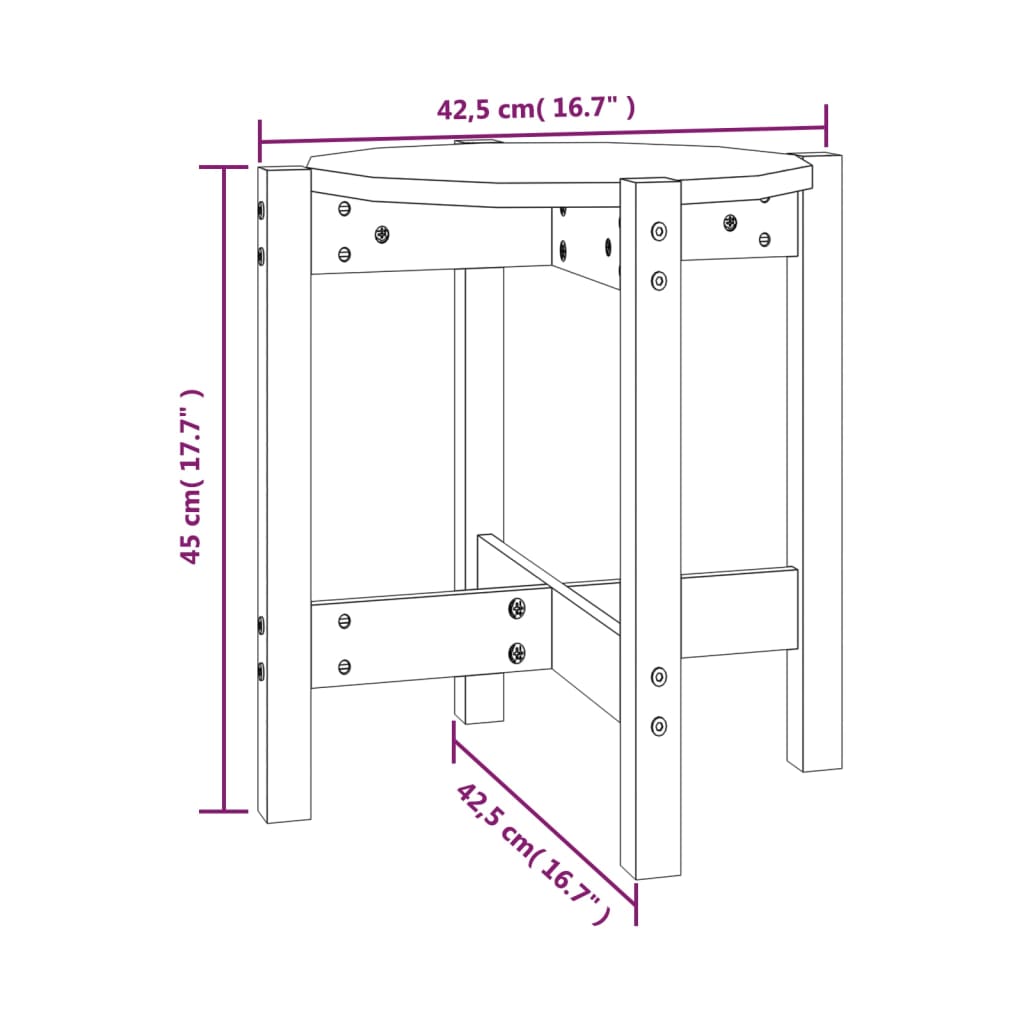 Tavolino da Salotto Bianco Ø 42,5x45 cm Legno Massello di Pino | homemem39