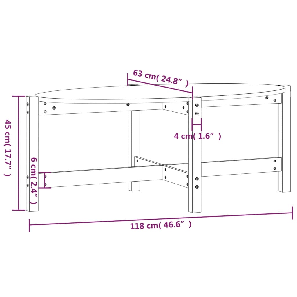 Tavolino da Salotto Grigio 118x63x45 cm Legno Massello di Pino | homemem39