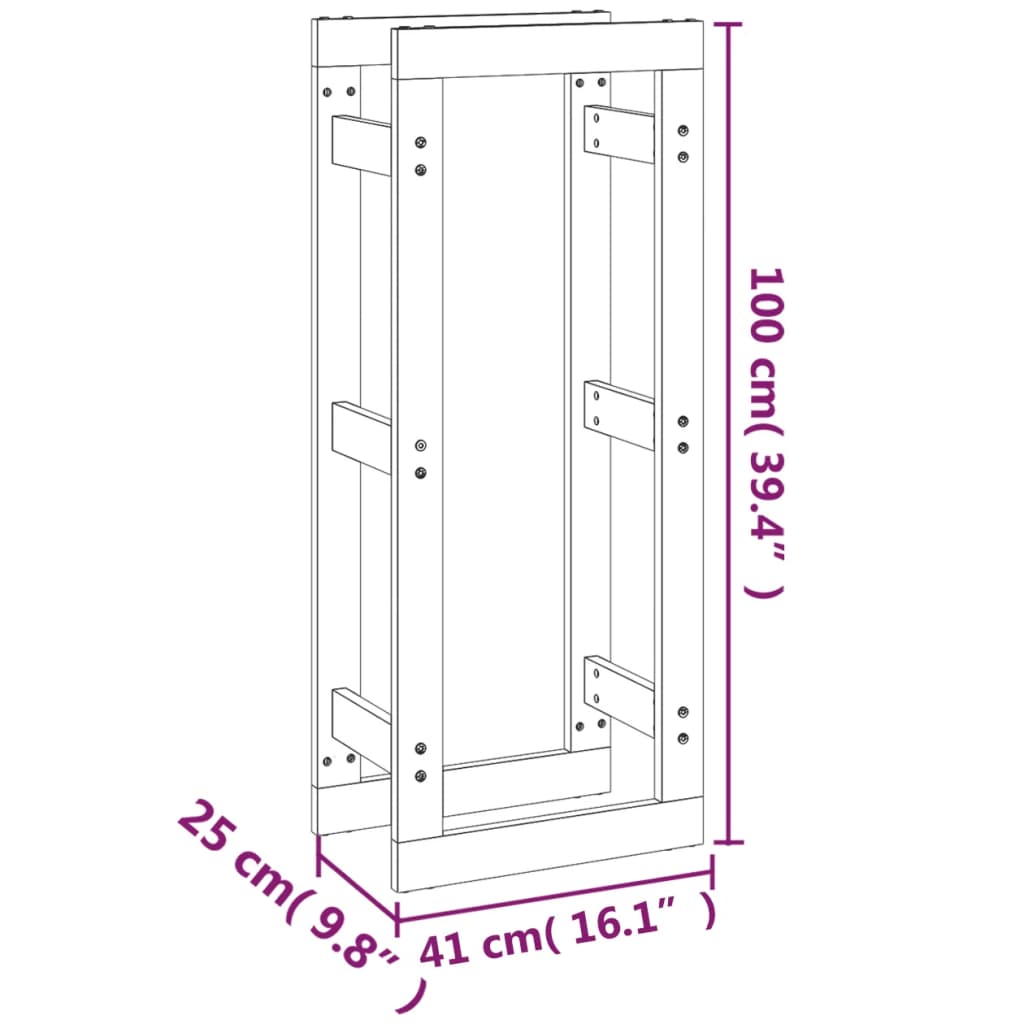 Portalegna 41x25x100 cm in Legno Massello di Pino