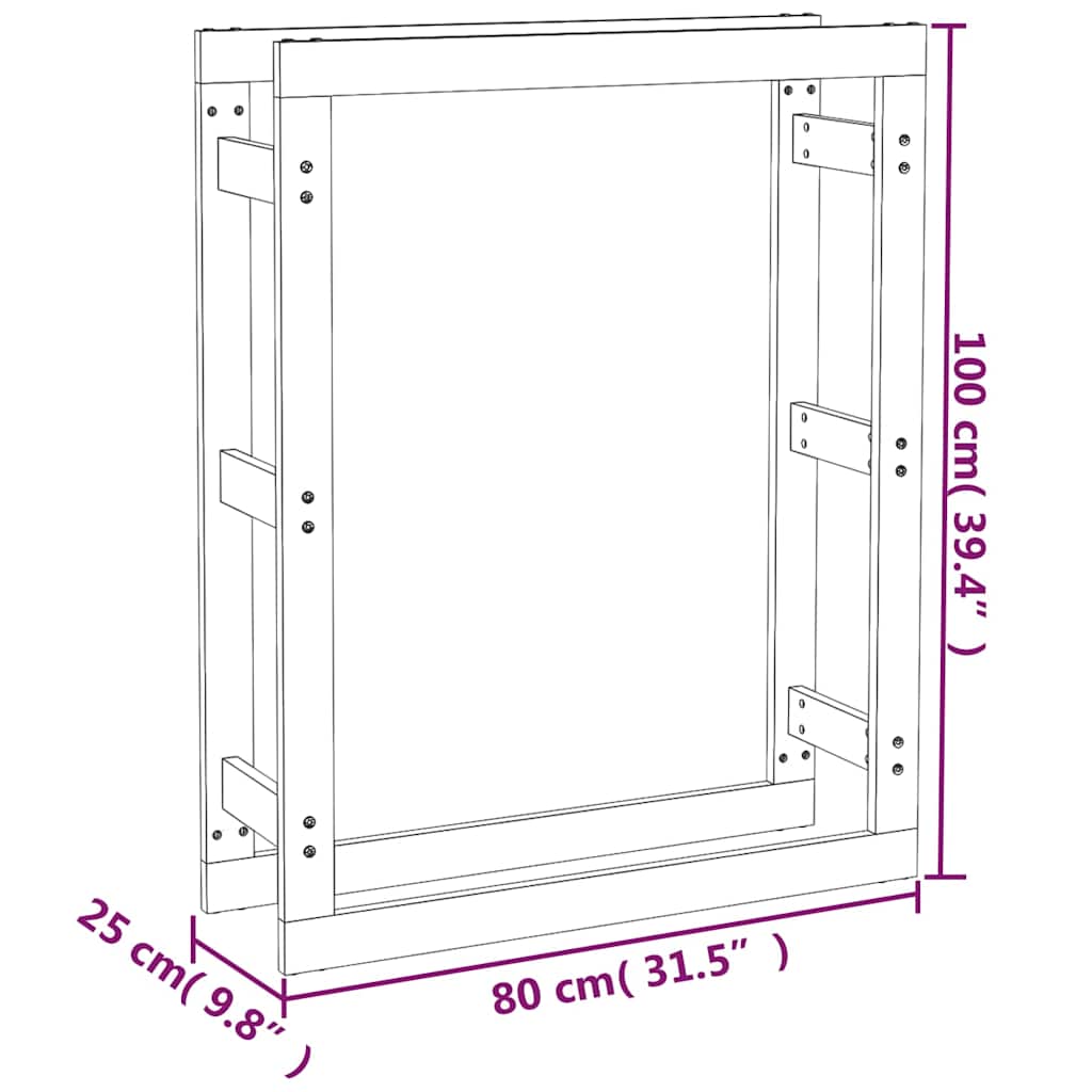 Portalegna Marrone Ambra 80x25x100cm in Legno Massello di Pino