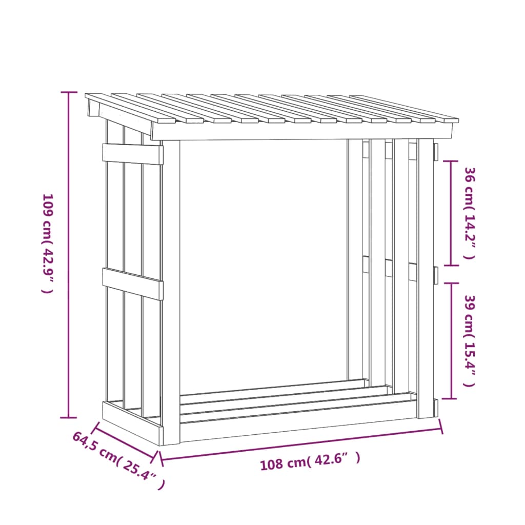 Portalegna 108x64,5x109 cm in Legno Massello di Pino | homemem39
