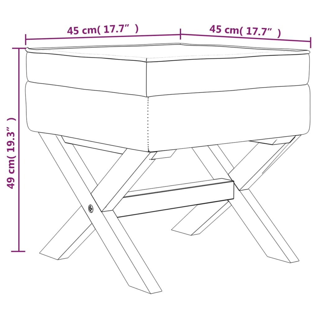 Sgabello Portaoggetti Grigio Scuro 45x45x49 cm in Velluto | homemem39