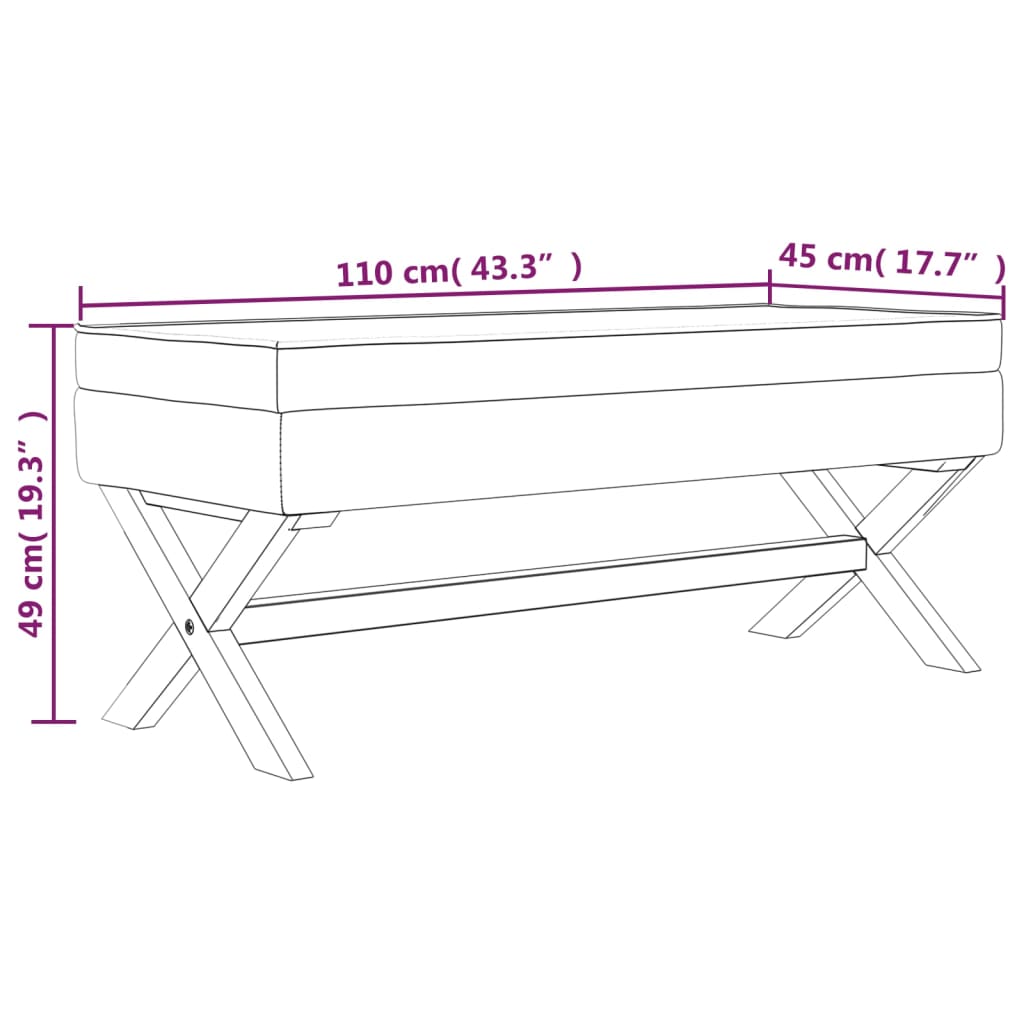 Sgabello Portaoggetti Grigio chiaro 110x45x49 cm in Velluto | homemem39