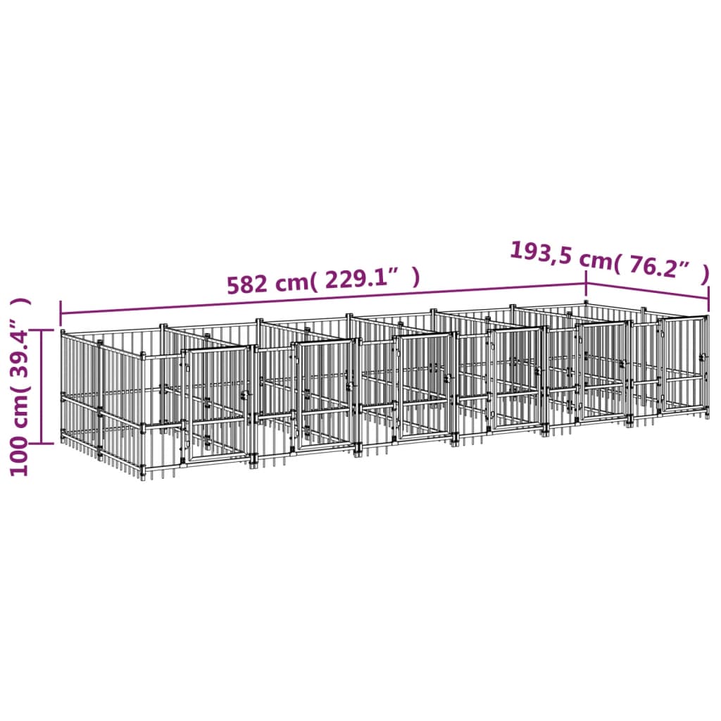 Gabbia per Cani da Esterno in Acciaio 11,26 m² | homemem39
