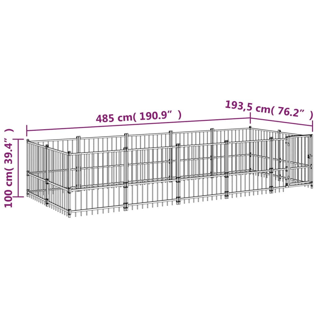 Gabbia per Cani da Esterno in Acciaio 9,38 m² | homemem39