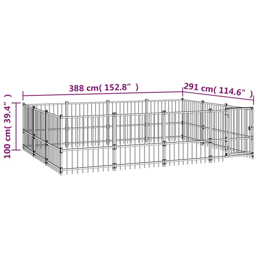 Gabbia per Cani da Esterno in Acciaio 11,58 m² | homemem39