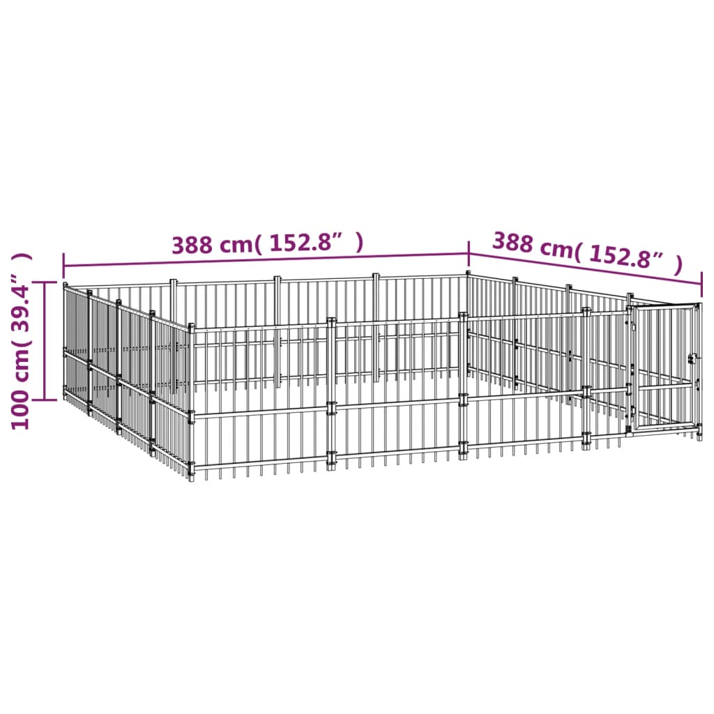 Gabbia per Cani da Esterno in Acciaio 15,05 m² | homemem39