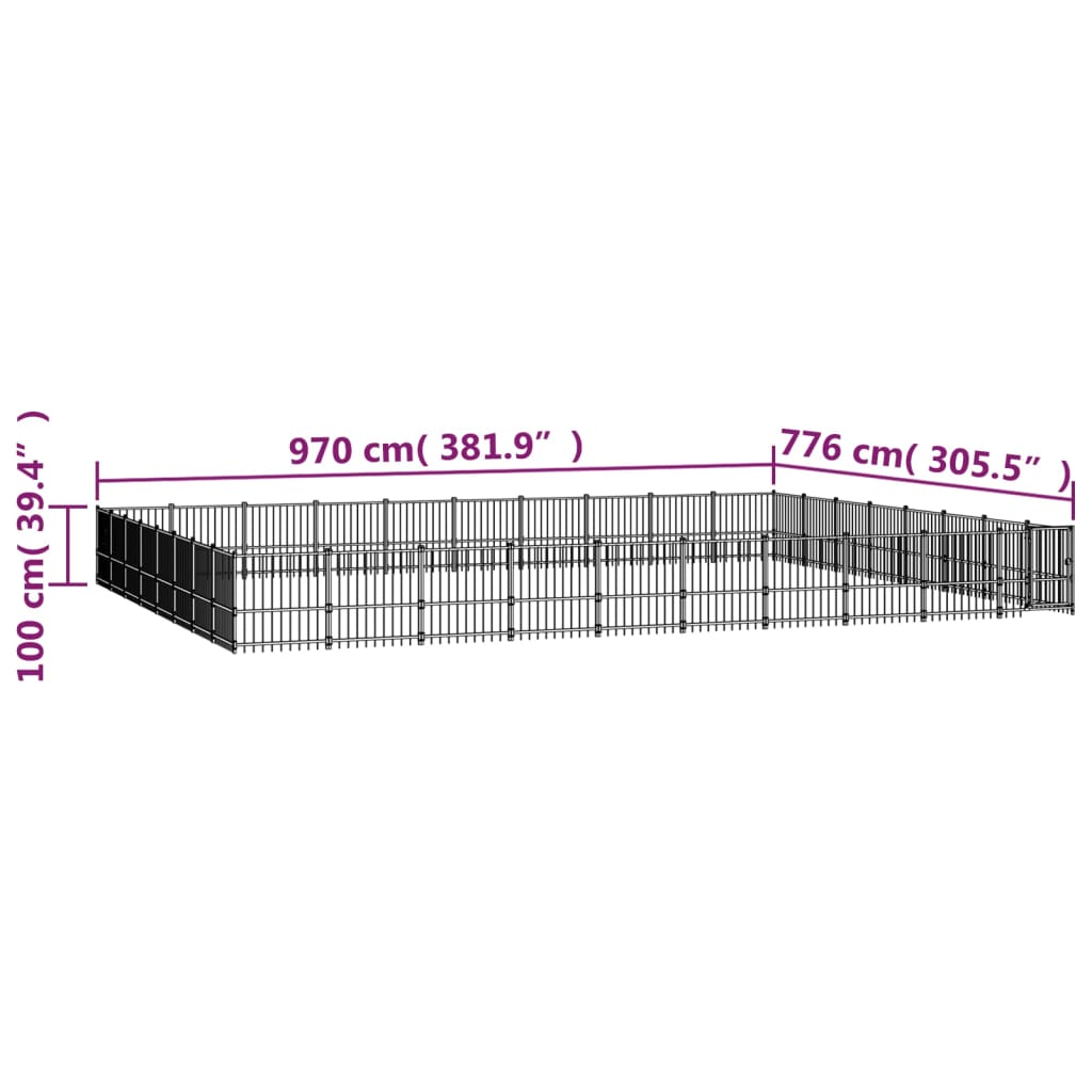 Gabbia per Cani da Esterno in Acciaio 75,27 m² | homemem39