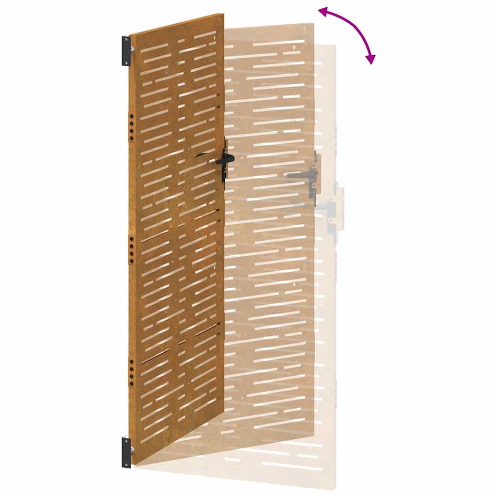 Cancello da giardino 85x200 cm in acciaio Corten design quadrato | homemem39