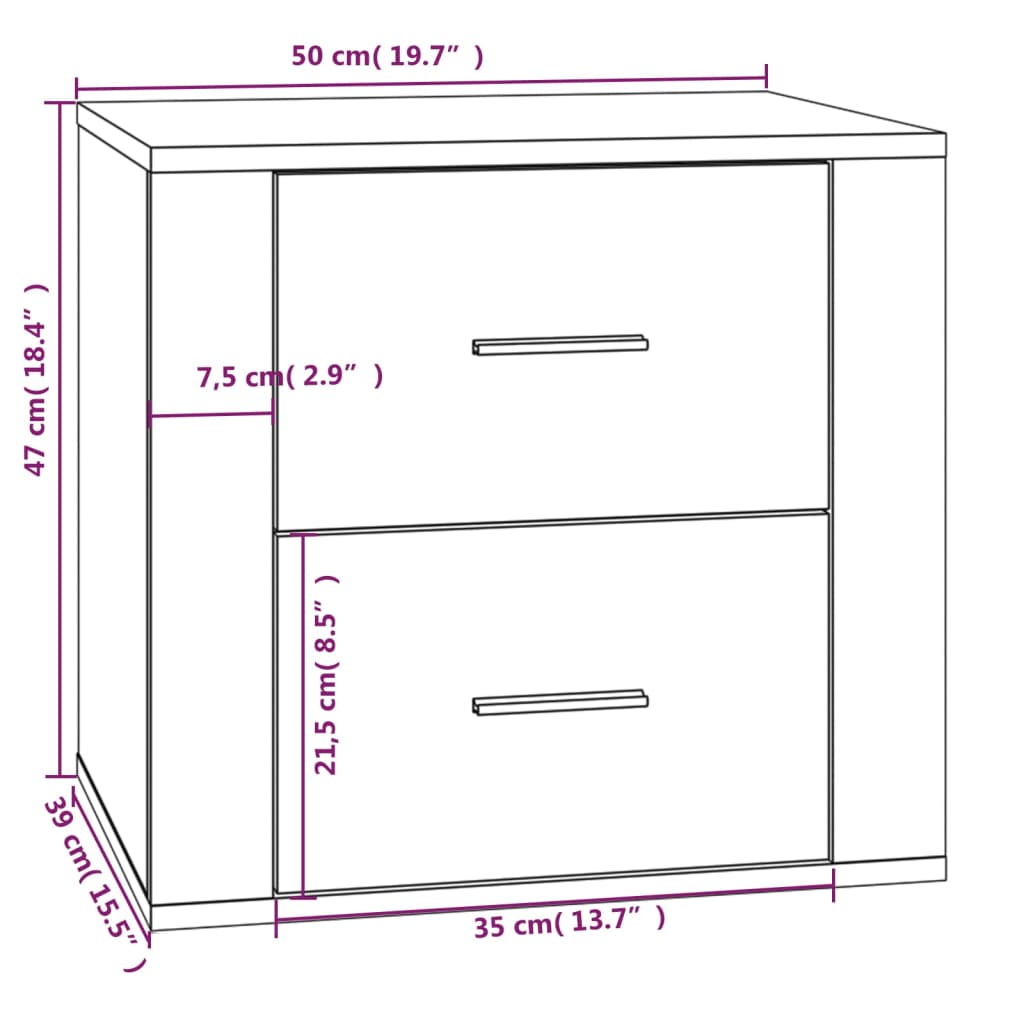 Comodino Bianco Lucido 50x39x47 cm | homemem39