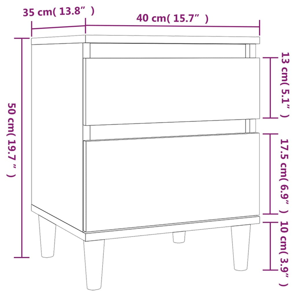 Comodini 2 pz in Bianco 40x35x50 cm | homemem39