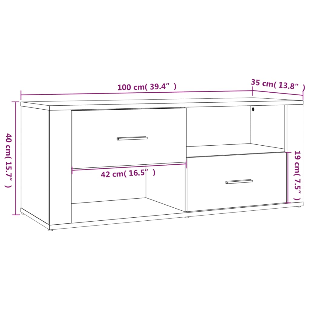 Mobile TV Rovere Marrone 100x35x40 cm in Legno Multistrato | homemem39