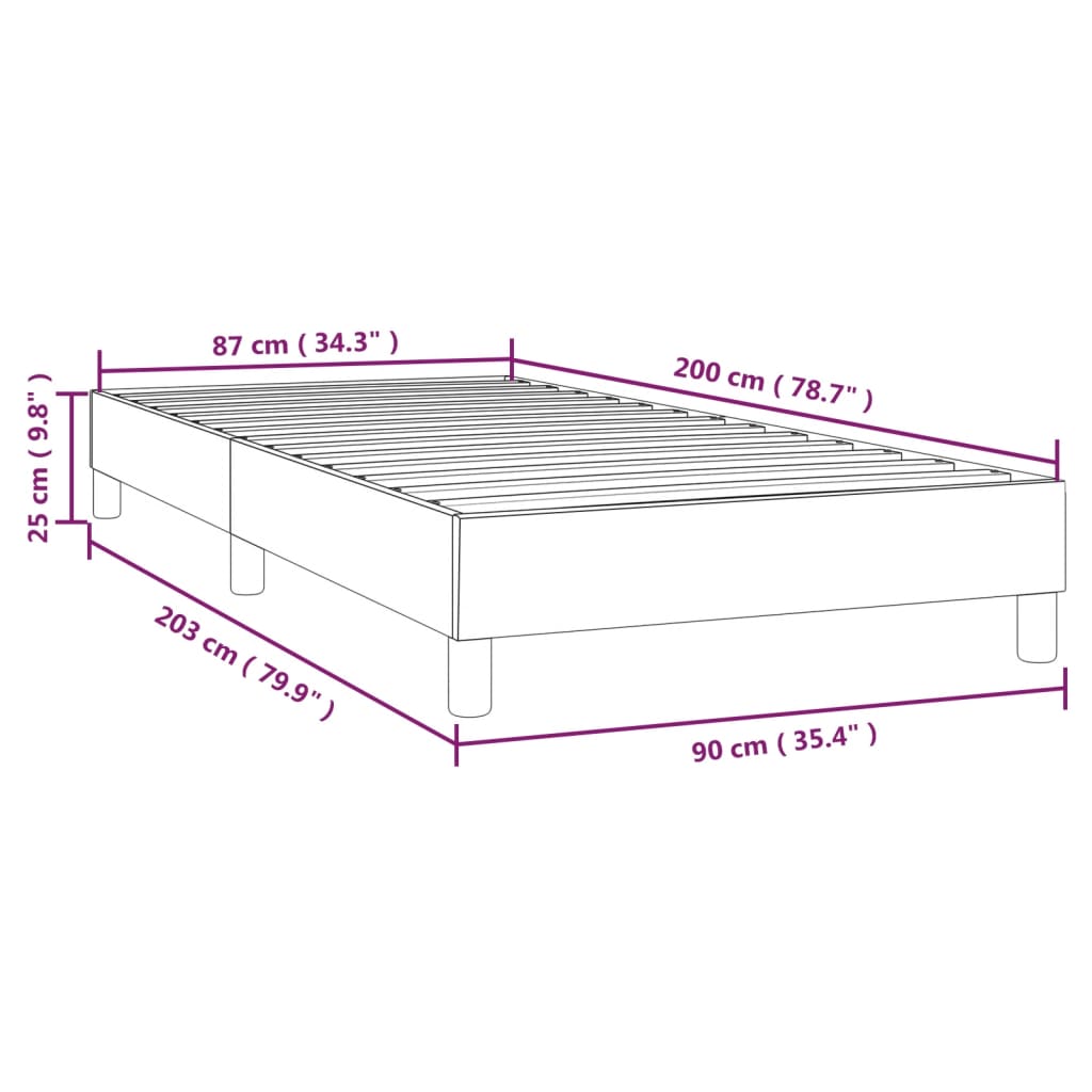 Struttura Letto a Rete a Molle Nero 90x200 cm in Tessuto | homemem39