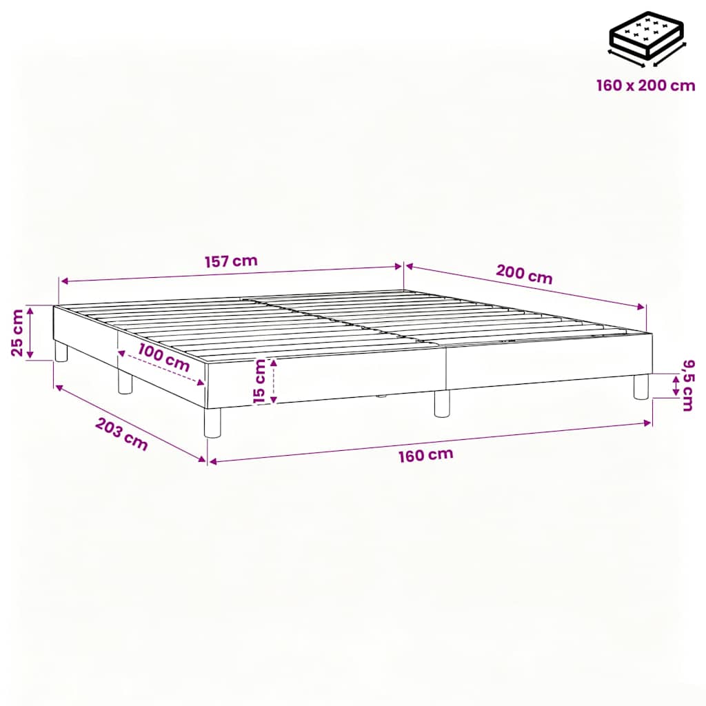 Struttura Letto a Rete a Molle Crema 160x200 cm in Tessuto
