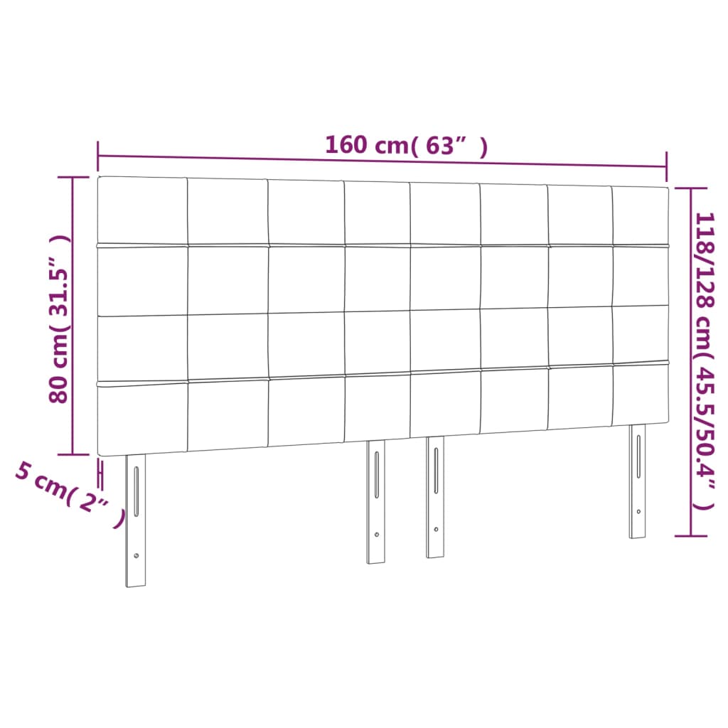 Testiera Grigio Scuro 160x5x118/128 cm Tessuto | homemem39