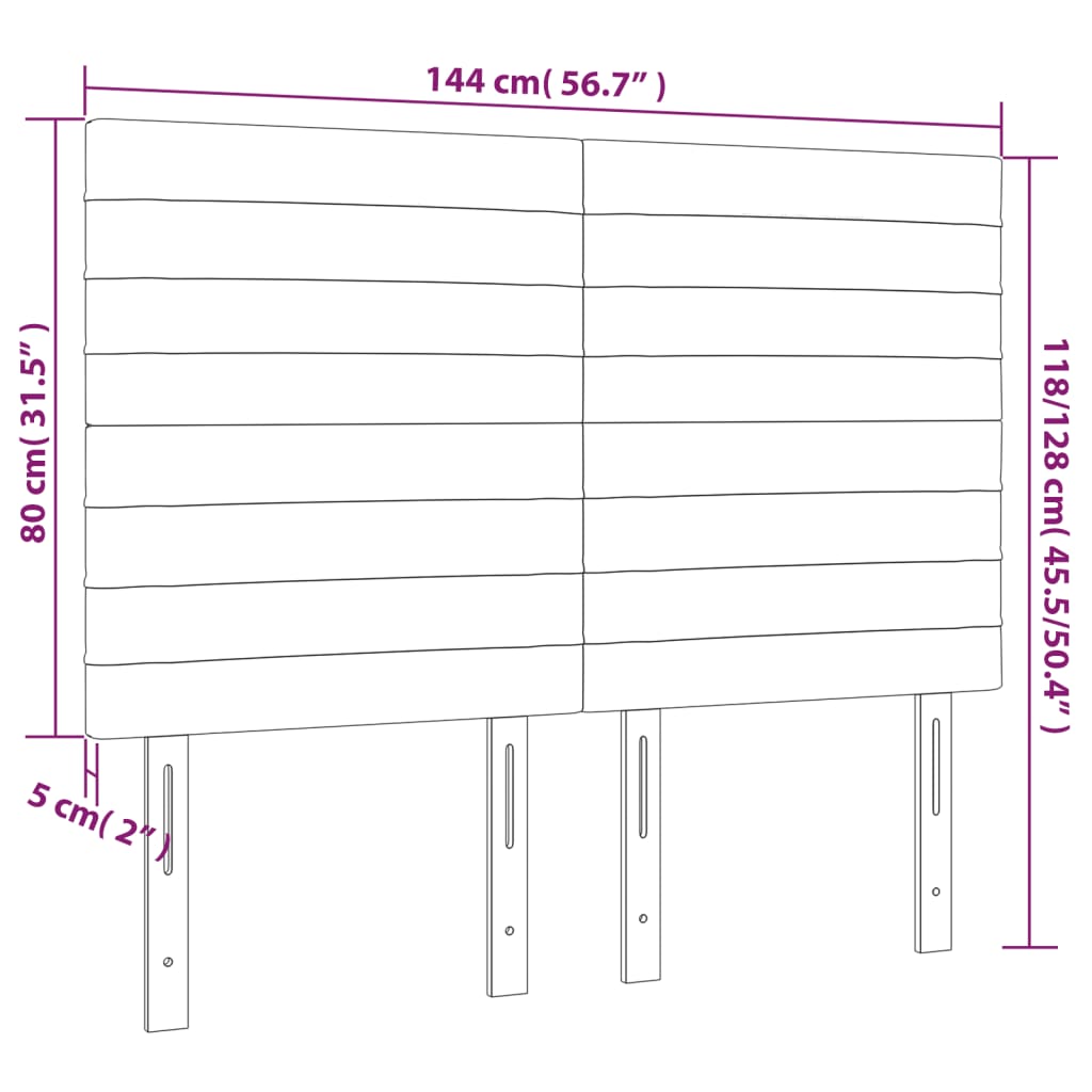 Testiera Nera 144x5x118/128 cm Tessuto | homemem39