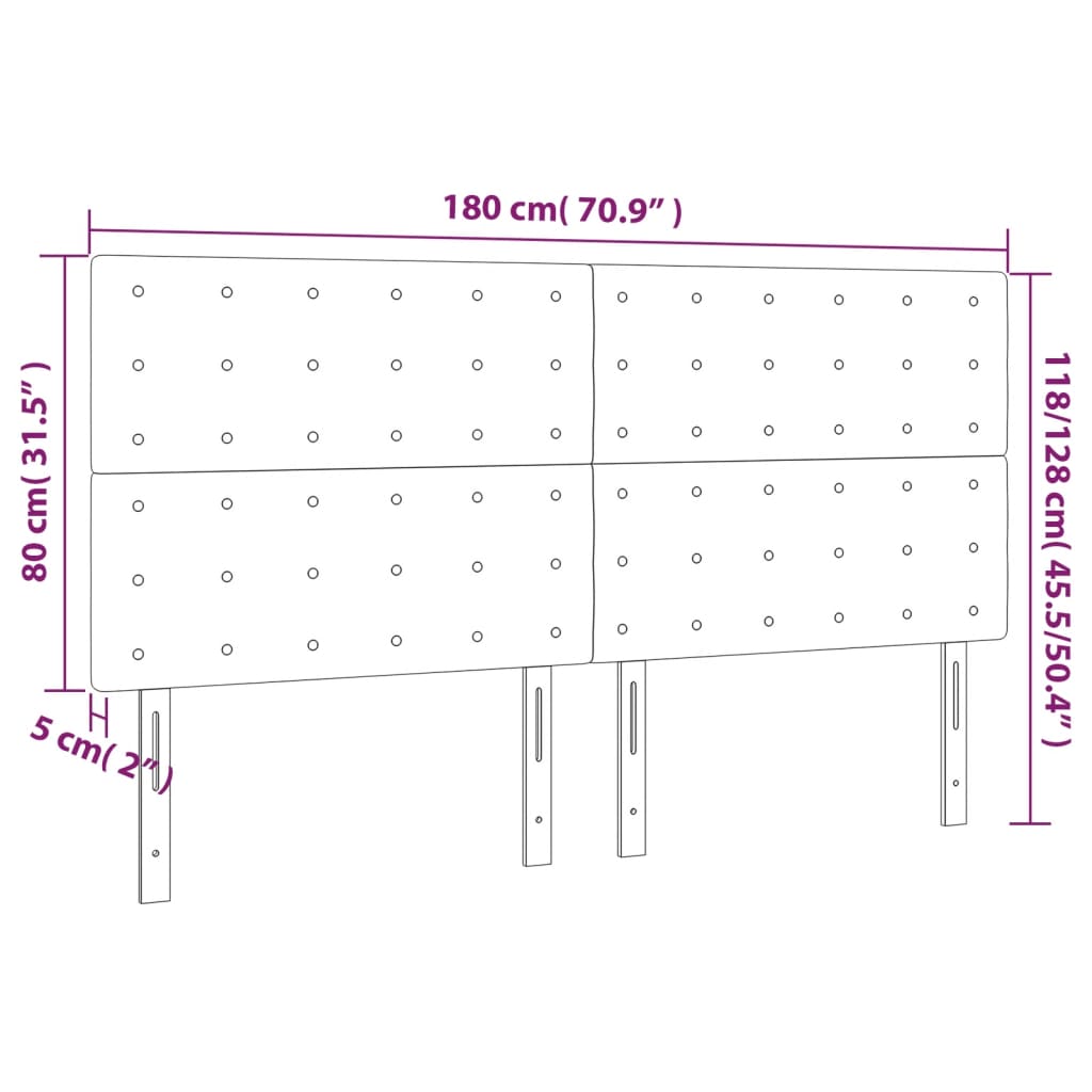 Testiera per letto Tortora 180x5x118/128 cm Tessuto | homemem39
