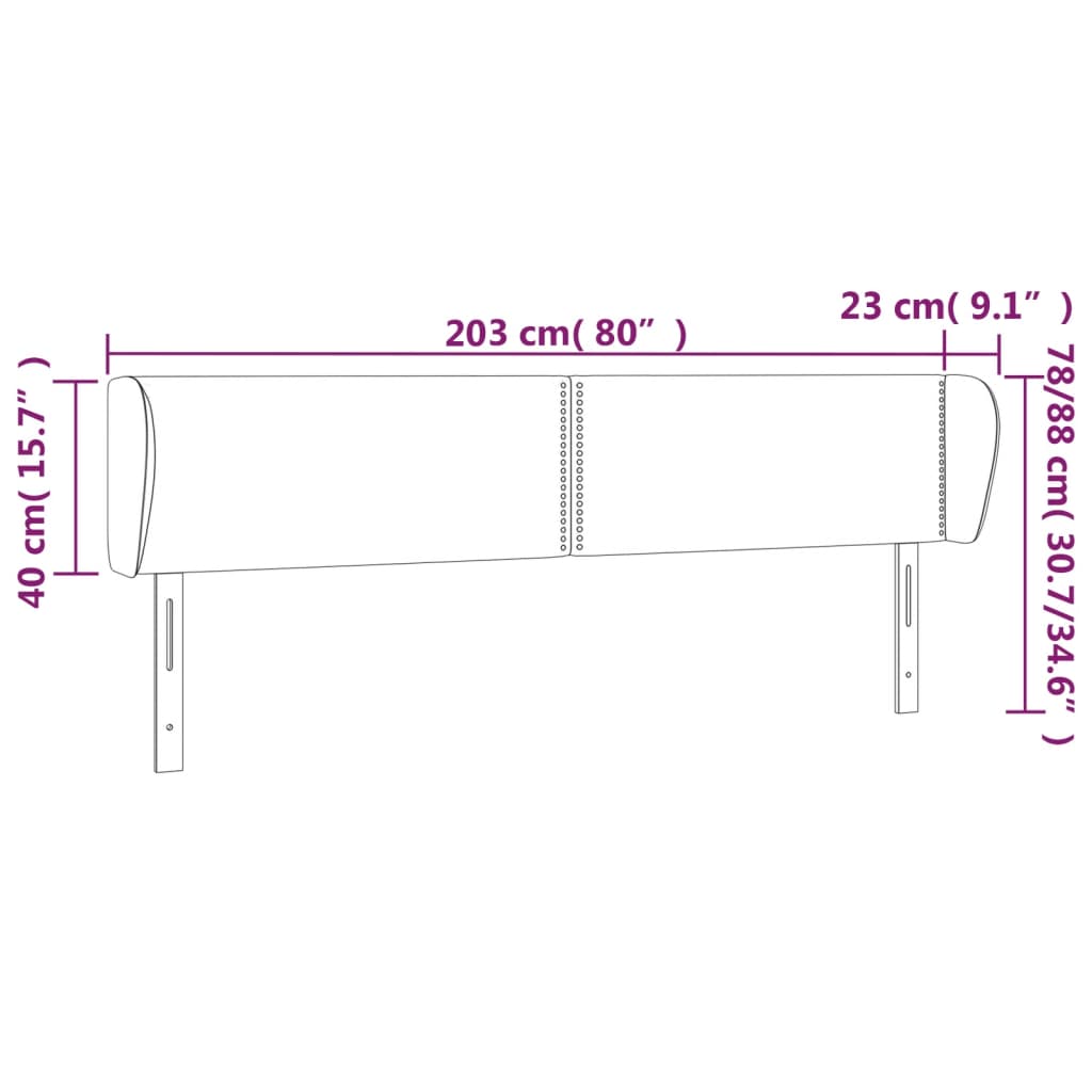 Testiera ad Orecchio Marrone Scuro 203x23x78/88 cm in Tessuto | homemem39