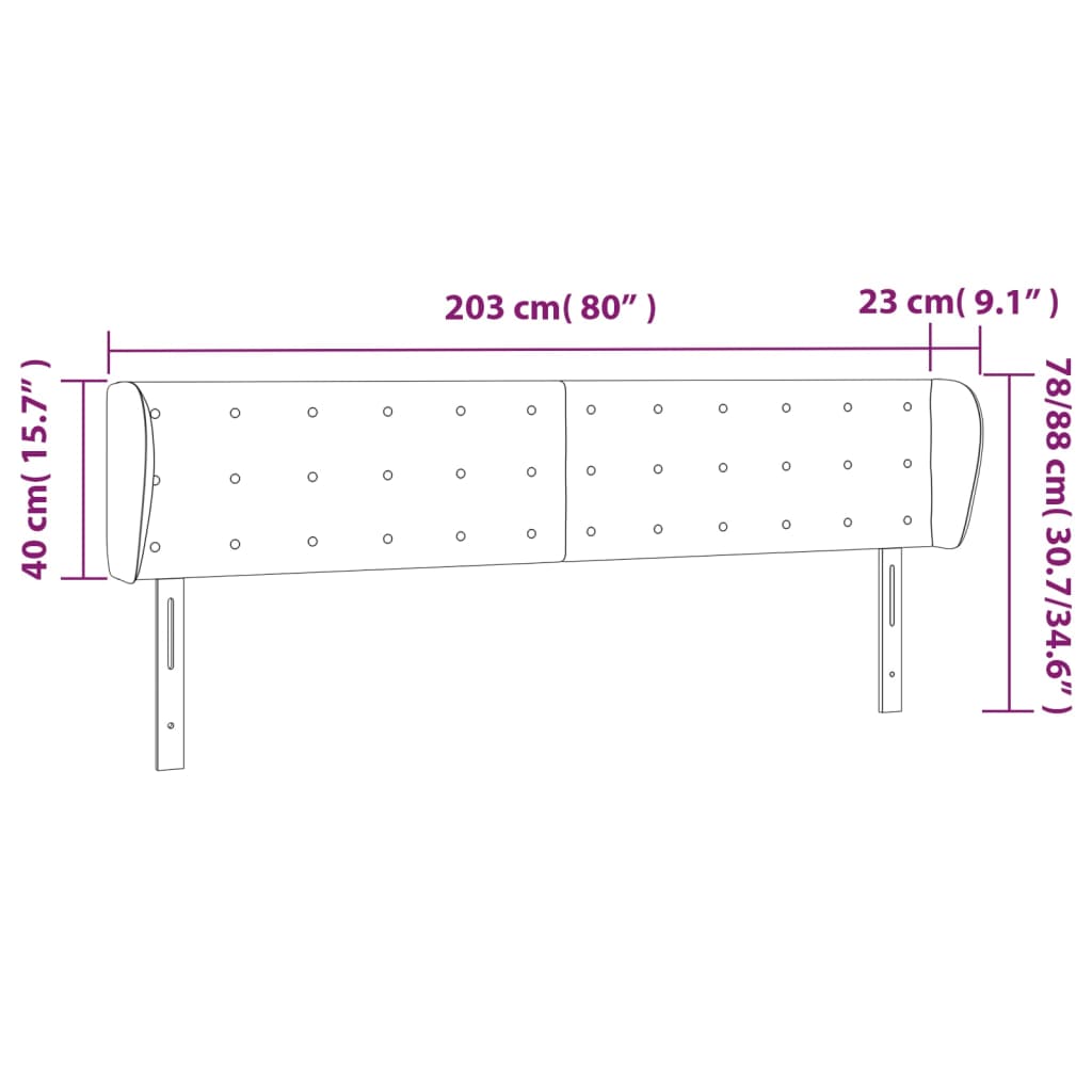 Testiera ad Orecchio Marrone Scuro 203x23x78/88 cm in Tessuto | homemem39