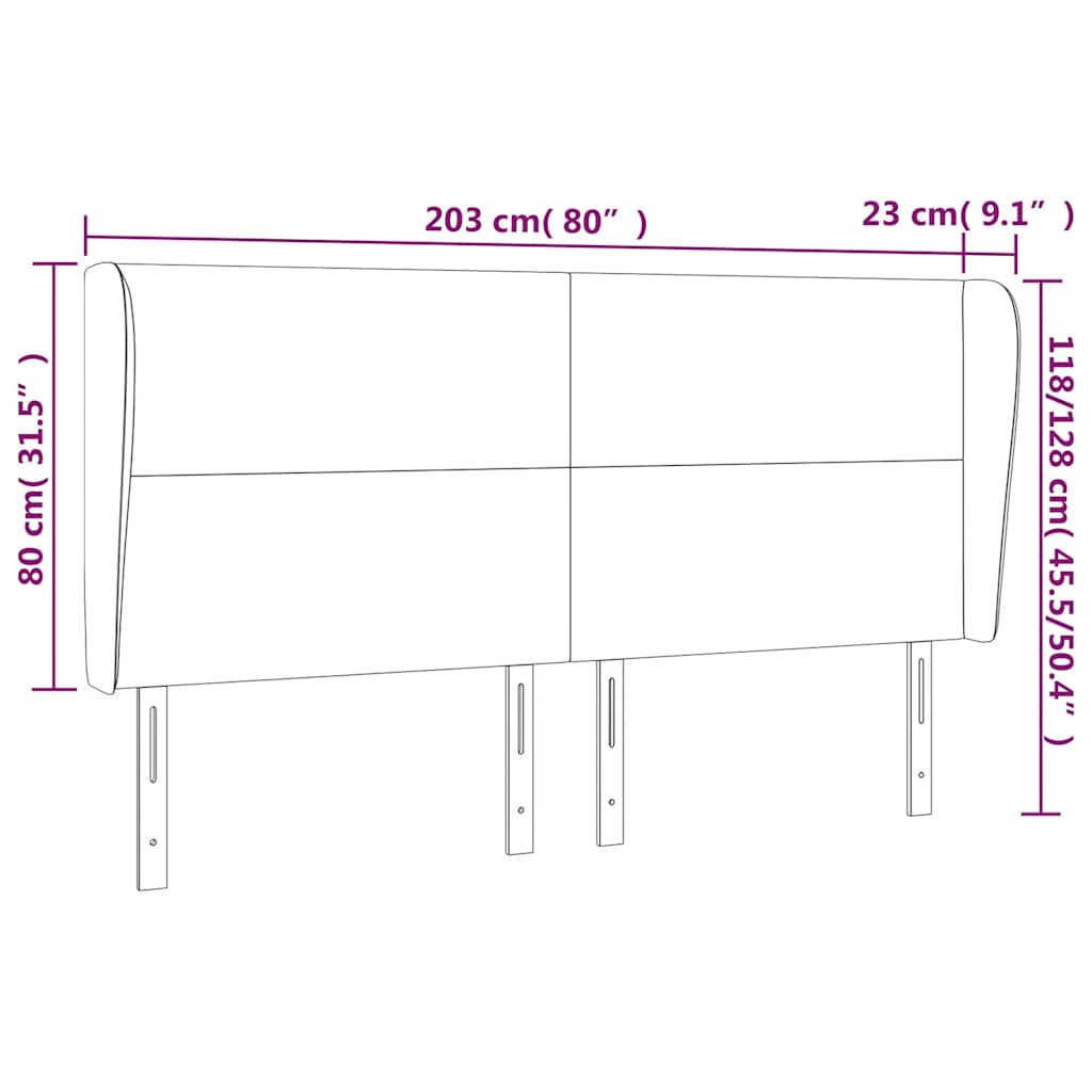 Testiera ad Orecchio Blu Scuro 203x23x118/128 cm in Velluto | homemem39