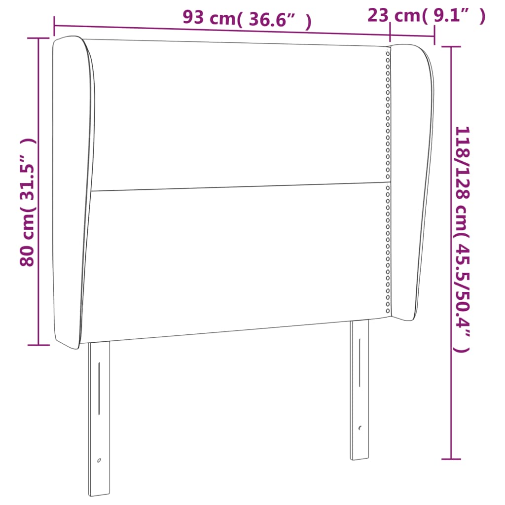 Testiera ad Orecchio Nera 93x23x118/128 cm in Similpelle | homemem39
