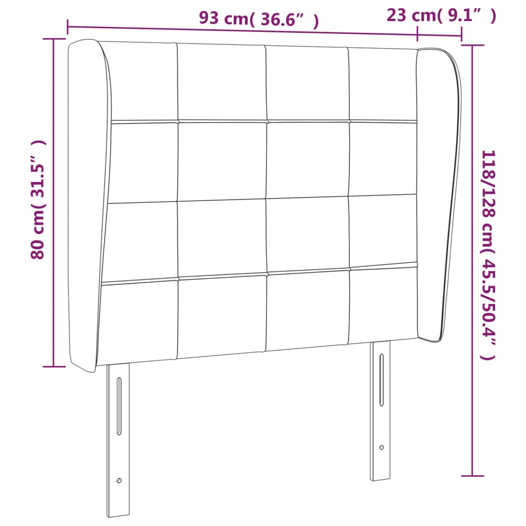 Testiera ad Orecchio Blu 93x23x118/128 cm in Tessuto | homemem39