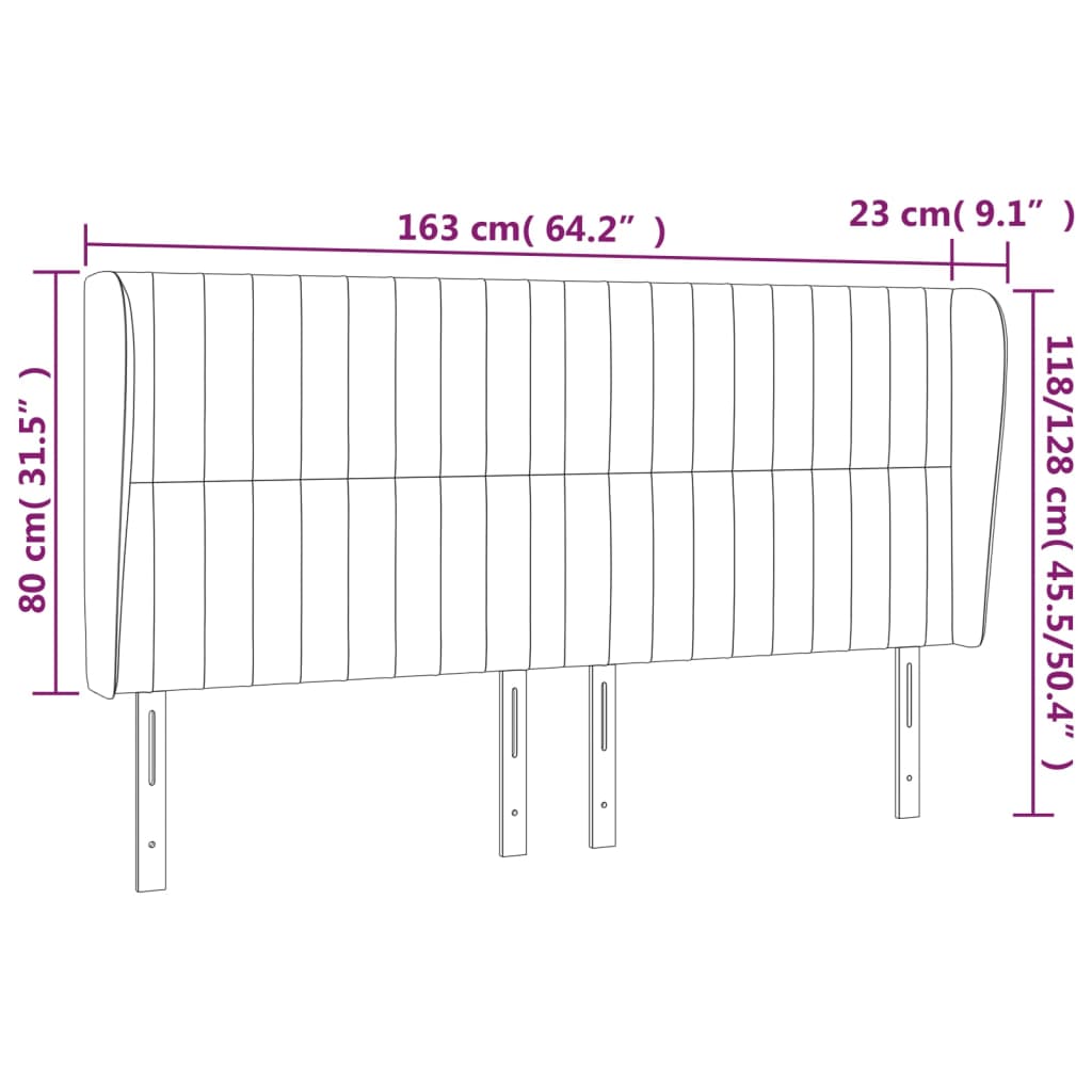Testiera ad Orecchio Tortora 163x23x118/128 cm in Tessuto | homemem39