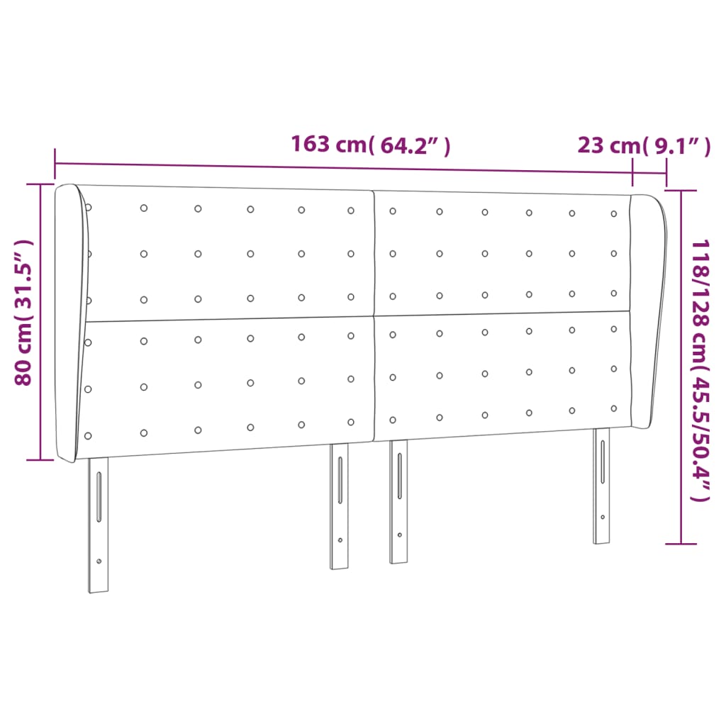 Testiera ad Orecchio Blu 163x23x118/128 cm in Tessuto | homemem39