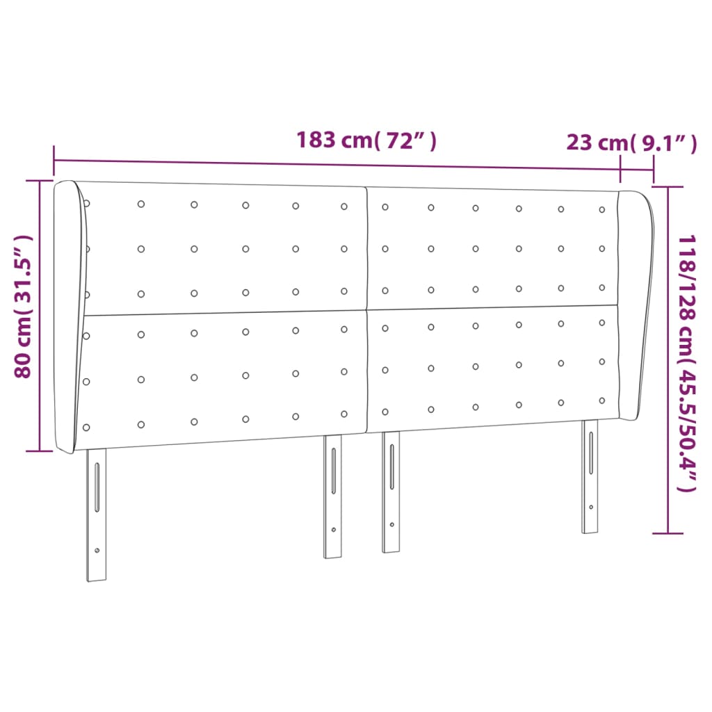 Testiera ad Orecchio Rosa 183x23x118/128 cm in Velluto | homemem39