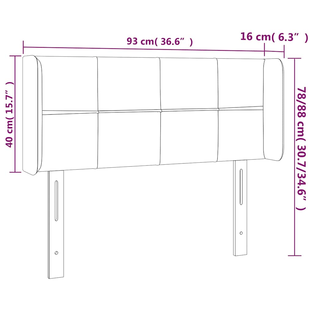Testiera ad Orecchio Marrone Scuro 93x16x78/88 cm in Tessuto | homemem39