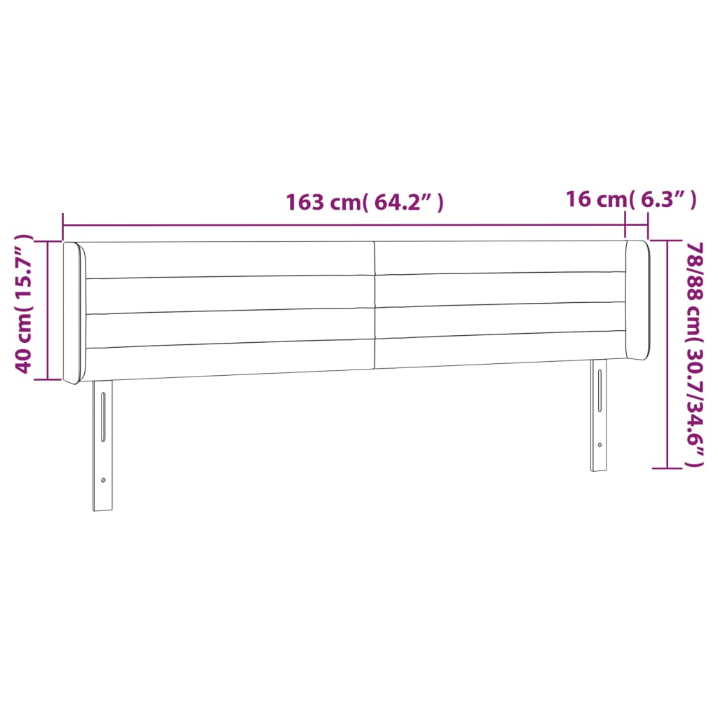 Testiera ad Orecchio Rosa 163x16x78/88 cm in Velluto | homemem39