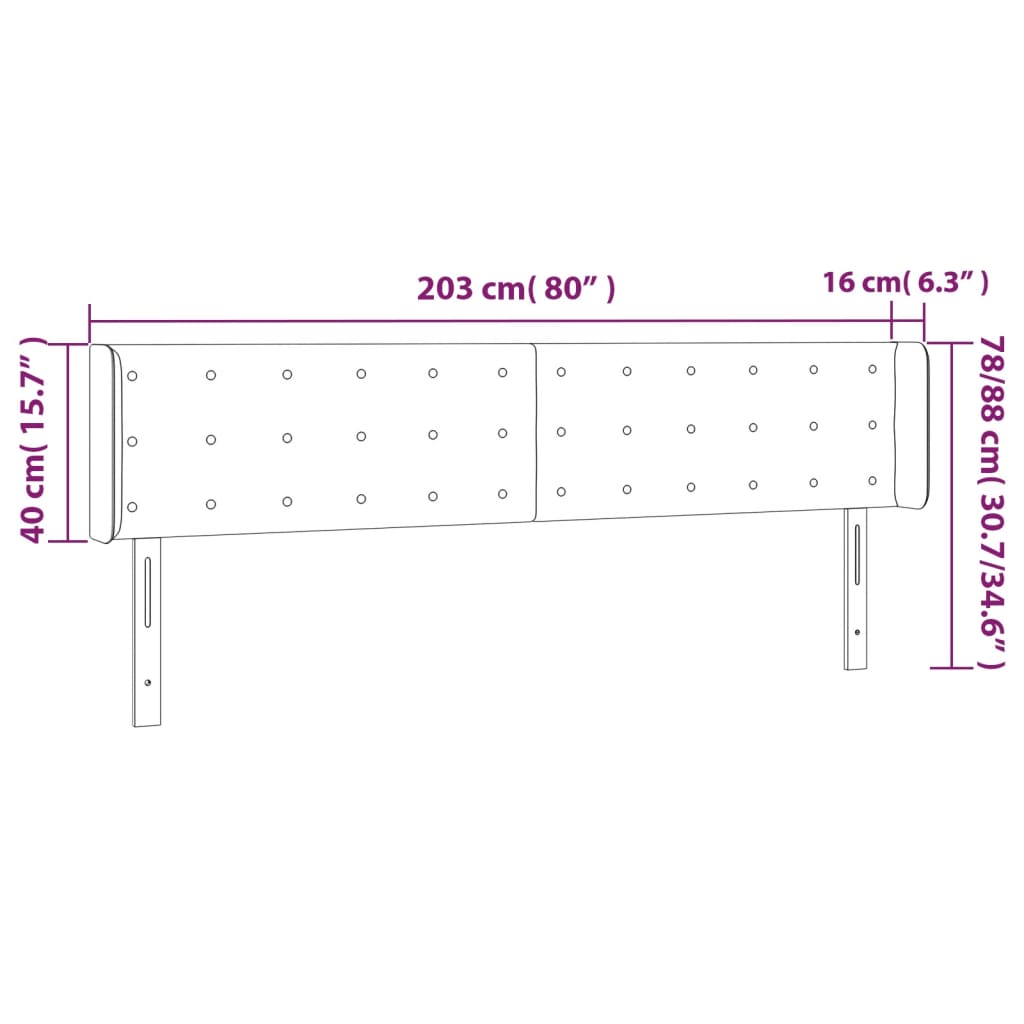 Testiera ad Orecchio Rosa 203x16x78/88 cm in Velluto | homemem39