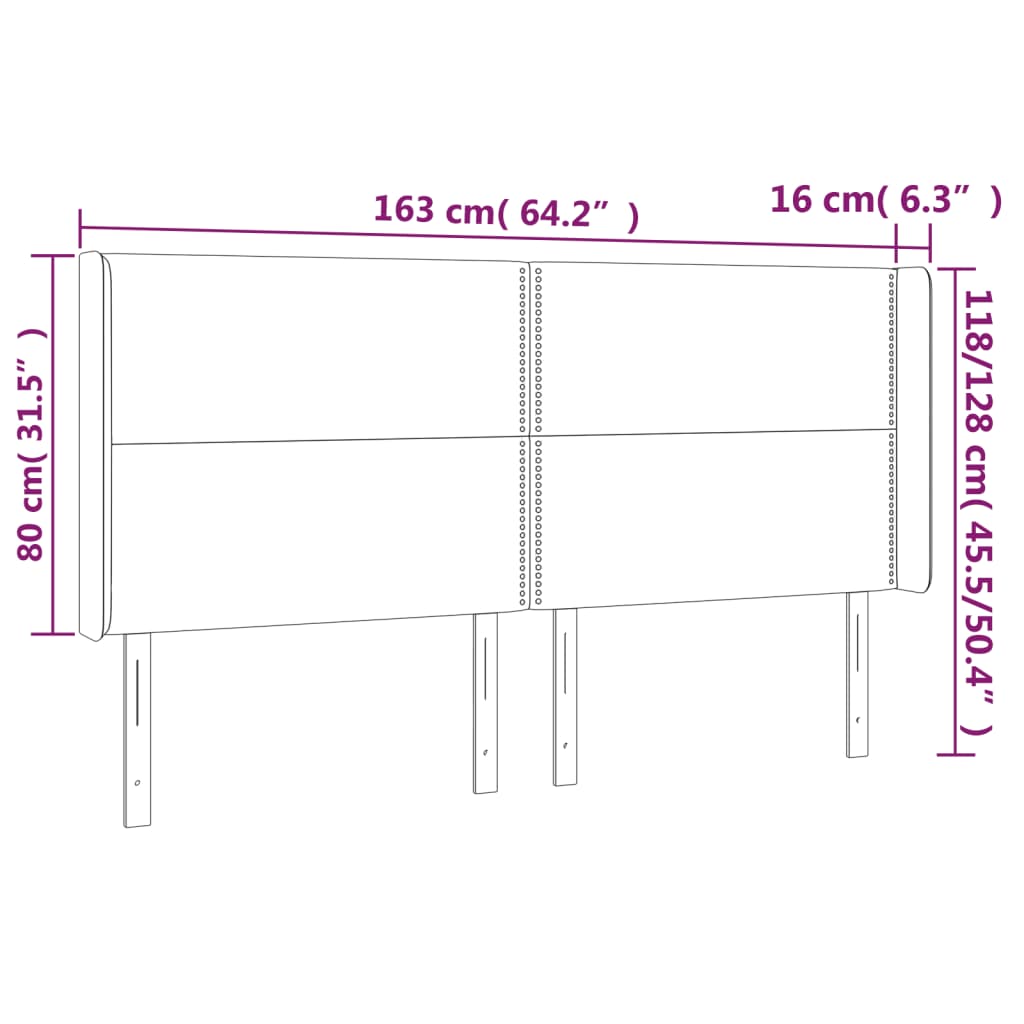 Testiera ad Orecchio Rosa 163x16x118/128 cm in Velluto | homemem39
