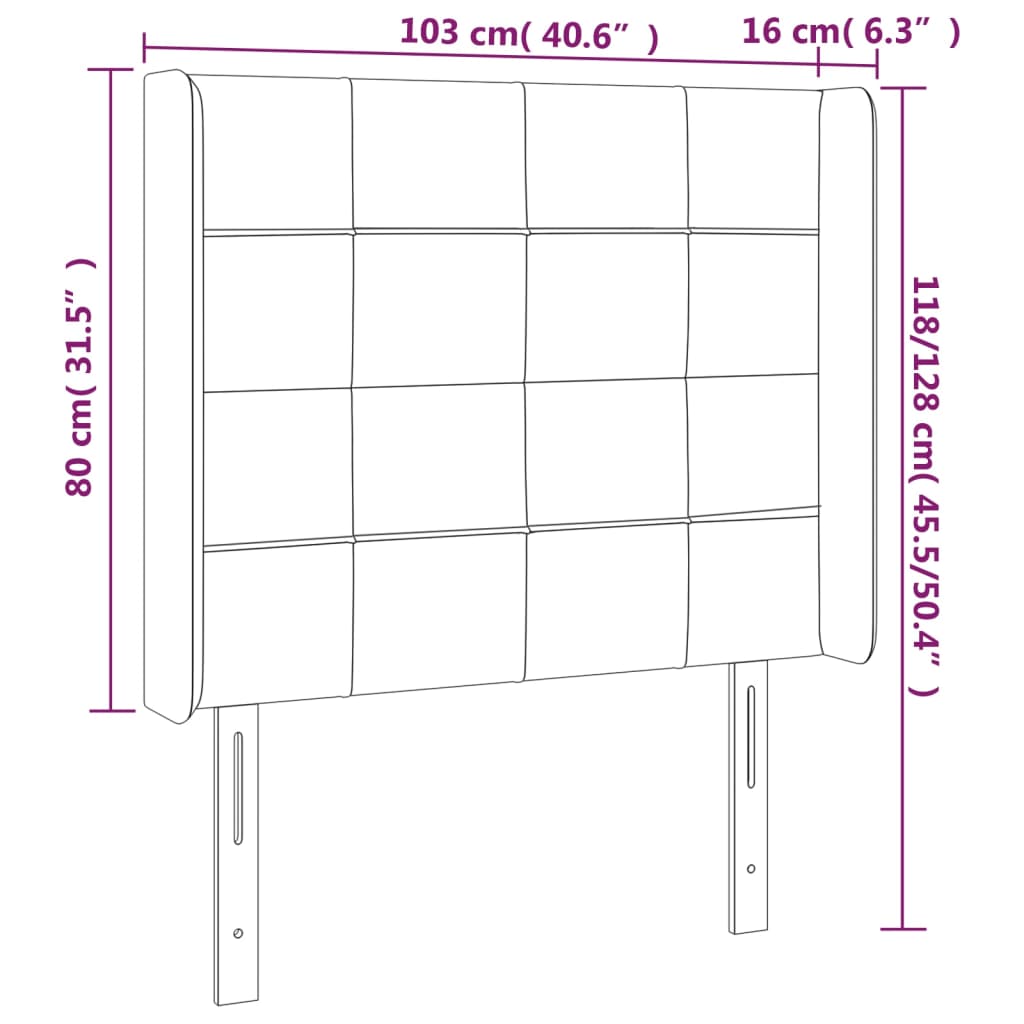 Testiera ad Orecchio Nera 103x16x118/128 cm in Velluto | homemem39