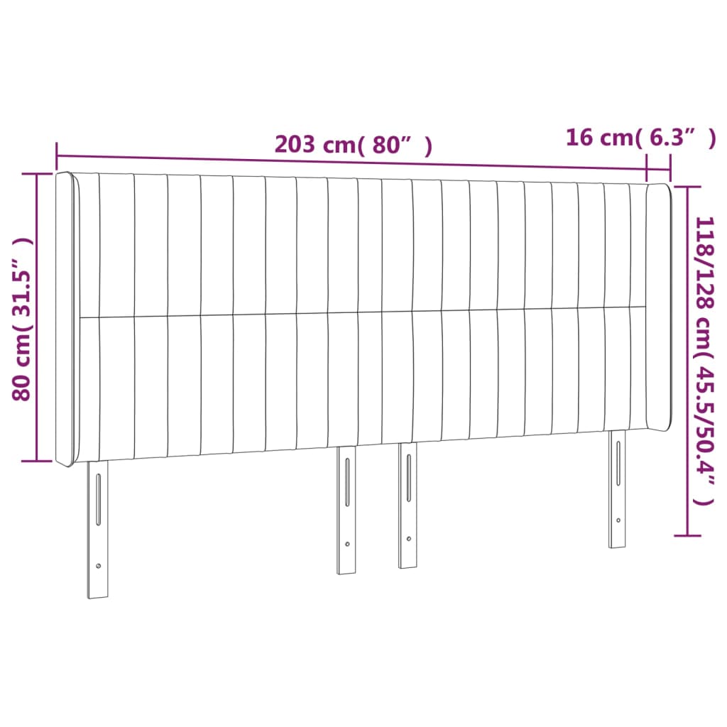 Testiera ad Orecchio Marrone Scuro 203x16x118/128 cm in Tessuto | homemem39