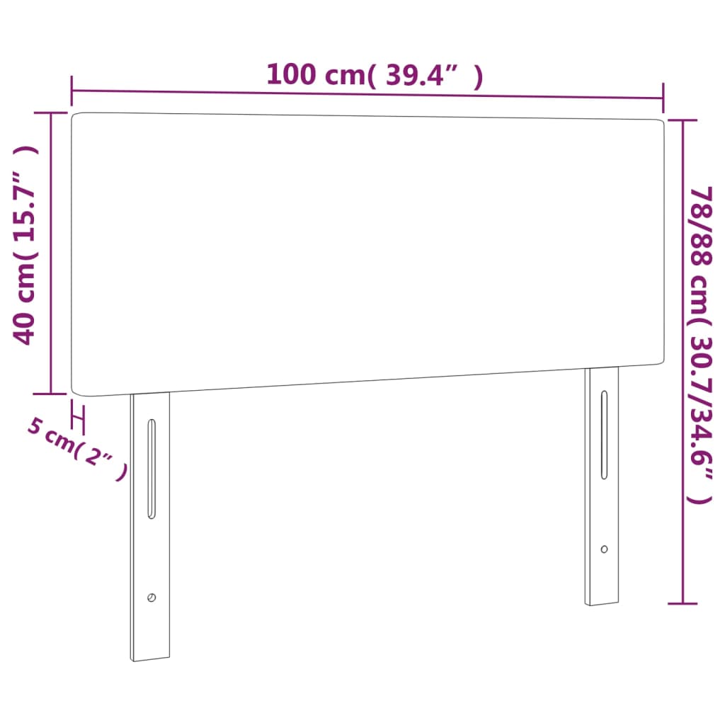 Testiera a LED Tortora 100x5x78/88 cm in Tessuto | homemem39