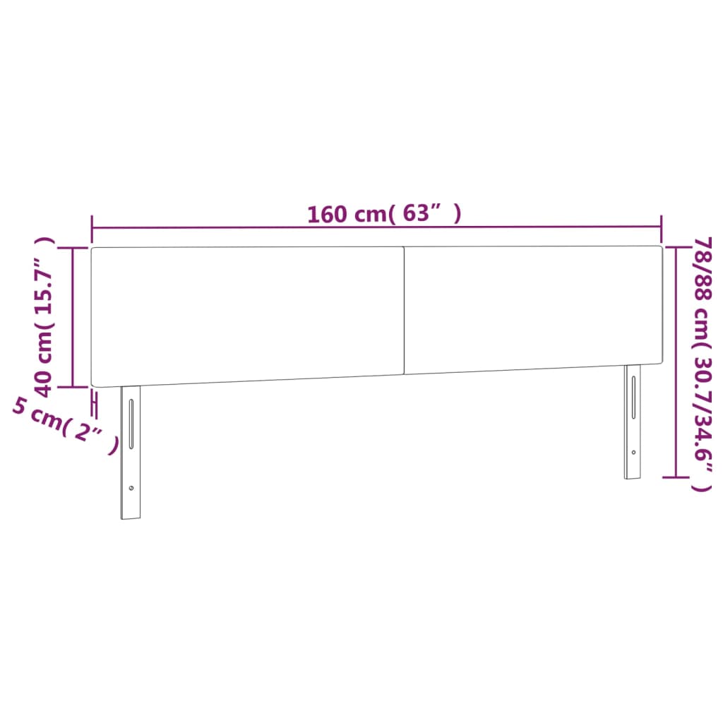 Testiera a LED Marrone Scuro 160x5x78/88 cm in Tessuto | homemem39