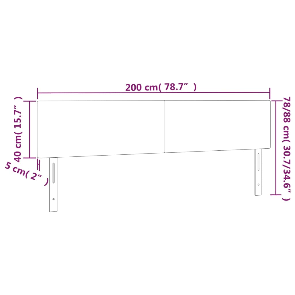 Testiera a LED Grigio Scuro 200x5x78/88 cm in Tessuto | homemem39