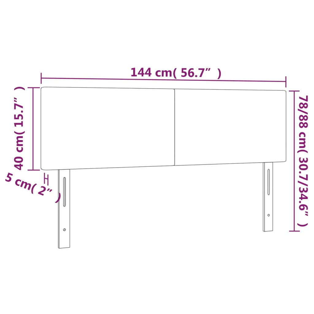 Testiera a LED Nera 144x5x78/88 cm in Velluto | homemem39