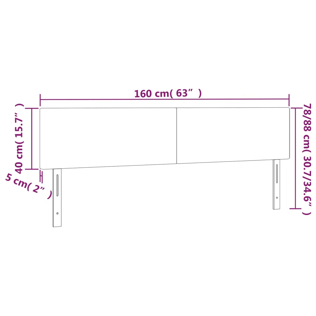 Testiera a LED Rosa 160x5x78/88 cm in Velluto | homemem39
