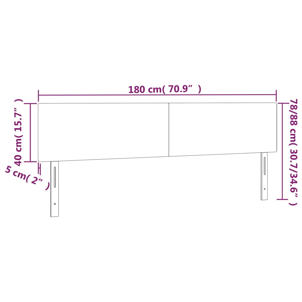 Testiera a LED Rosa 180x5x78/88 cm in Velluto | homemem39