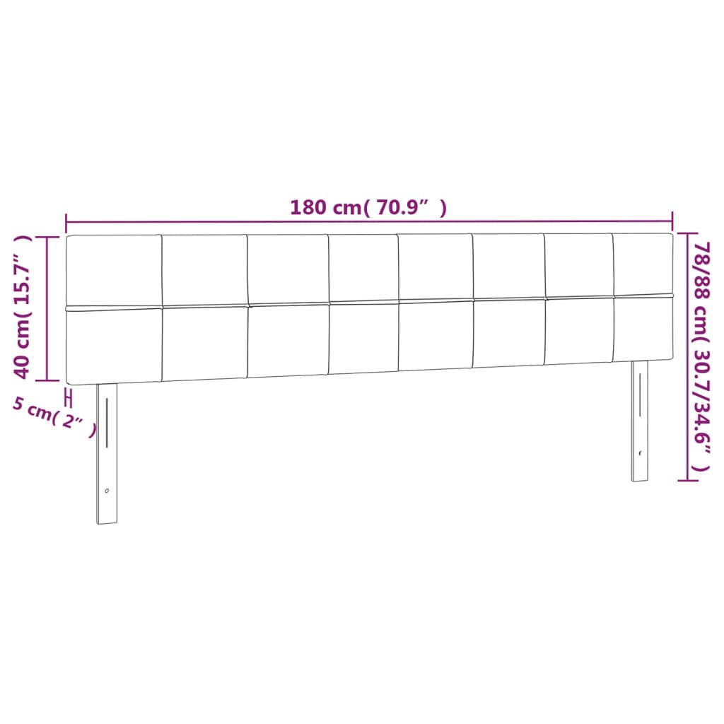 Testiera a LED Tortora 180x5x78/88 cm in Tessuto | homemem39