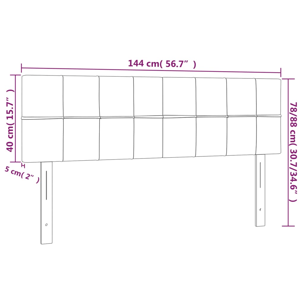 Testiera a LED Nera 144x5x78/88 cm in Velluto | homemem39