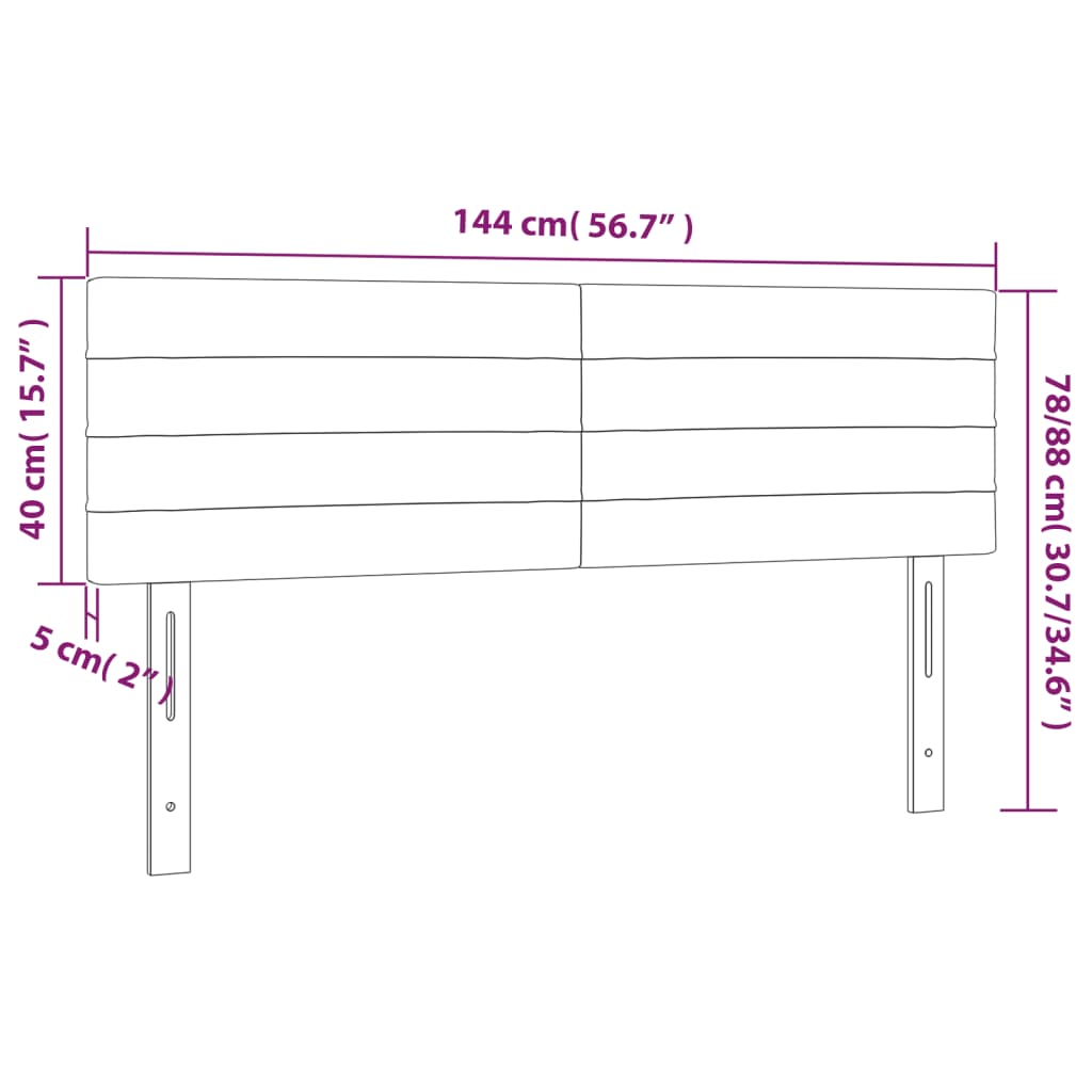 Testiera a LED Nera 144x5x78/88 cm in Tessuto | homemem39