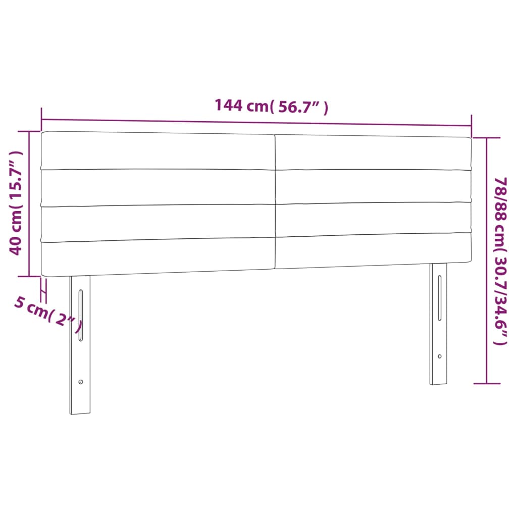 Testiera a LED Marrone Scuro 144x5x78/88 cm in Tessuto | homemem39