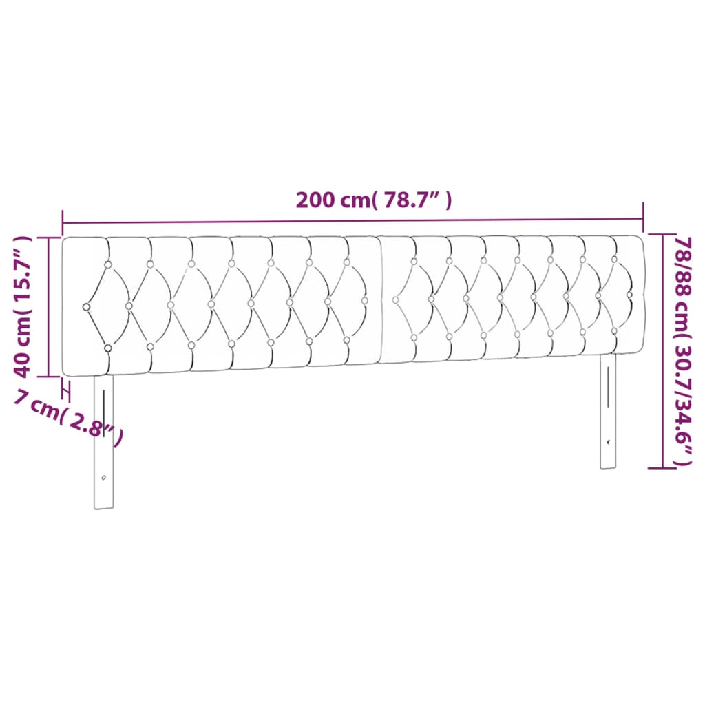 Testiera a LED Marrone Scuro 200x7x78/88 cm in Tessuto | homemem39